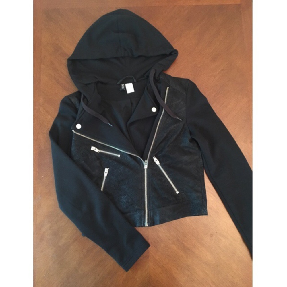 Moto Crop Hooded Jacket